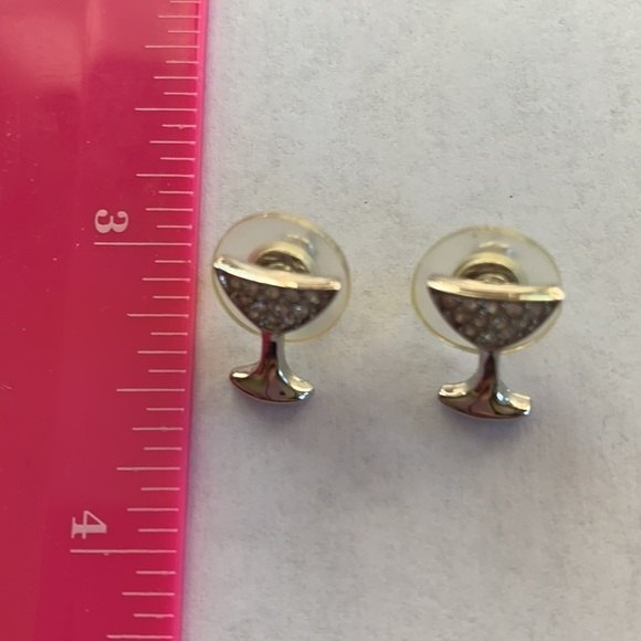 Rhinestone silver martini glass earrings - Picture 4 of 4